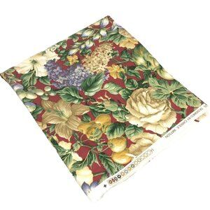P Kaufmann Floral Fruit Upholstery Fabric Red White Roses 1.29 Yards x 54 in